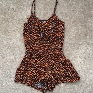 Orange & Black Romper